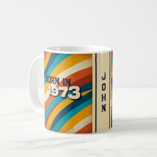 Born in 1973 Personalized Mug - 70s Groovy Stripes