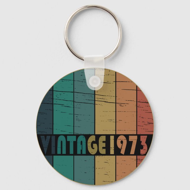 born in 1973 vintage 50th birthday keychain (Front)