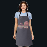 born in 1973 vintage birthday gift apron<br><div class="desc">You can add some originality to your wardrobe with this modern purple and pink colour elegant original birthday sunset distressed vintage retro-looking design with awesome typography font lettering, it is a great gift idea for women, wives, and girlfriends who will love this one-of-a-kind artwork. The best unique and most fun...</div>