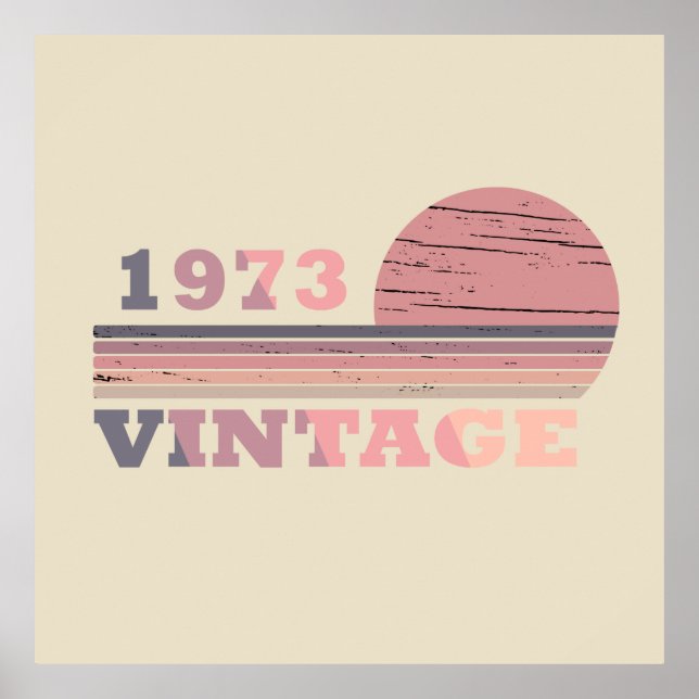born in 1973 vintage birthday gift poster (Front)