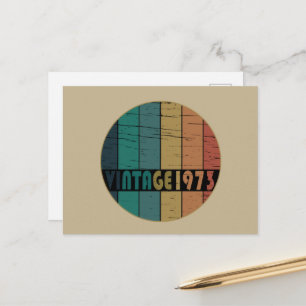 Born in 1973 vintage birthday holiday postcard
