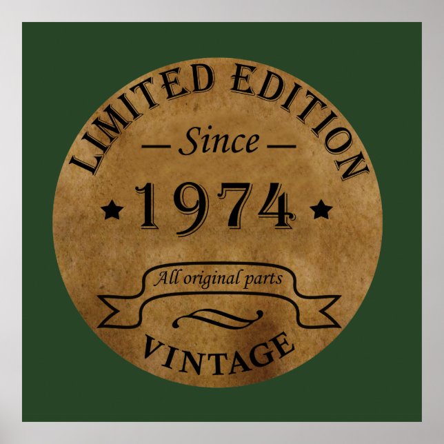 Born in 1974 vintage 49th birthday poster (Front)