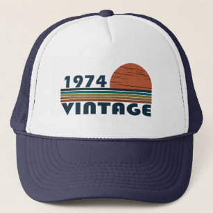 Born in 1974 vintage 49th birthday trucker hat