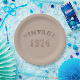 Born in 1974 vintage 50th birthday party paper plate