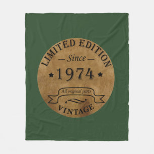 Born in 1974 vintage birthday gift fleece blanket