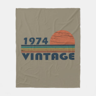 Born in 1974 vintage birthday gift fleece blanket