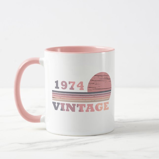born in 1974 vintage birthday gift mug (Left)