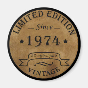 Born in 1974 vintage birthday magnet
