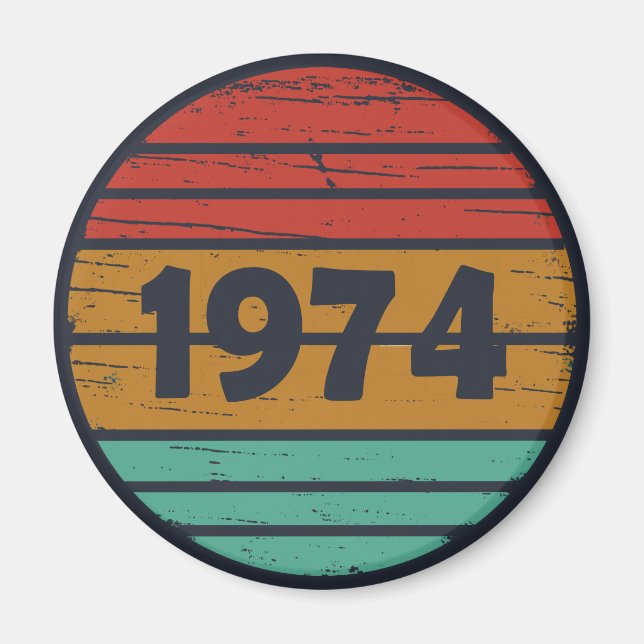 Born in 1974 vintage birthday party magnet (Front)