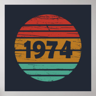 Born in 1974 vintage birthday party poster