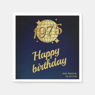 Born in 1975 50th birthday gold festive napkin