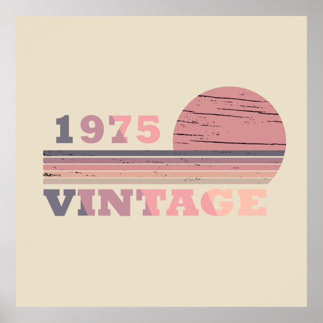 born in 1975 vintage 50th birthday gift poster (Front)
