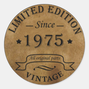 Born in 1975 vintage birthday gift classic round sticker
