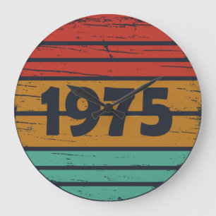 born in 1975 vintage birthday gift large clock