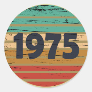 Born in 1975 vintage birthday party classic round sticker