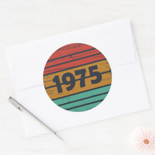Born in 1975 vintage birthday party classic round sticker