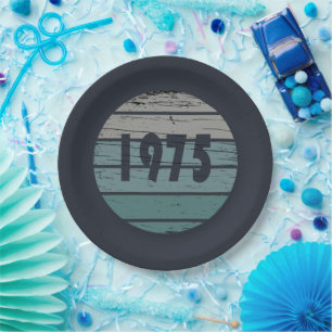 born in 1975 vintage birthday party paper plate