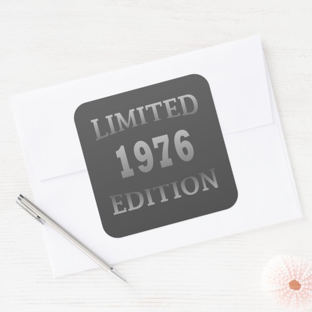 born in 1976 birthday limited edition square sticker (Envelope)