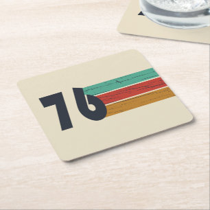 Born in 1976 vintage 50th birthday party square paper coaster