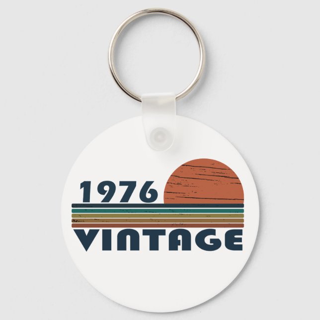 Born in 1976 vintage birthday gift keychain (Front)