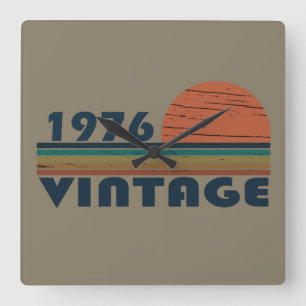 Born in 1976 vintage birthday gift square wall clock