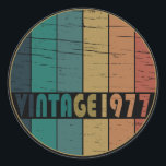 Born in 1977 vintage birthday classic round sticker<br><div class="desc">You can add some originality to your wardrobe collection with this vintage retro sunset graphic design with awesome typography font lettering, a great gift for men, women, husbands, wives, girlfriend, and a boyfriend who will love this one-of-a-kind artwork. The best and most fun holiday present for your happy birthday party....</div>
