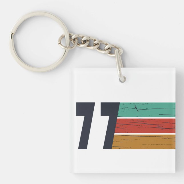 Born in 1977 vintage birthday gift keychain (Front)