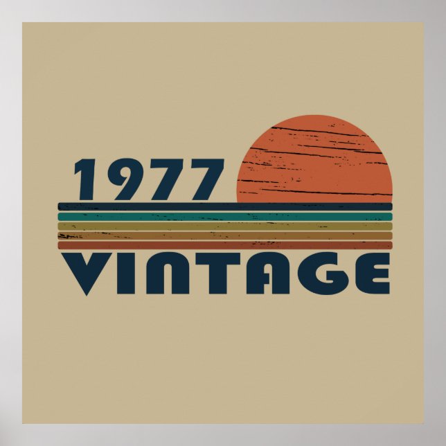 Born in 1977 vintage birthday gift poster (Front)