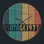 Born in 1977 vintage birthday large clock<br><div class="desc">You can add some originality to your wardrobe collection with this vintage classic birthday graphic design with awesome typography font lettering; It is a great gift for men, women, husbands, wife, girlfriend, and boyfriend who will love this one-of-a-kind artwork. The best and most fun holiday present for your happy birthday...</div>