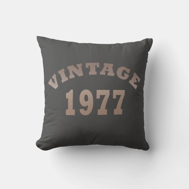 Born in 1977 vintage birthday throw pillow (Front)
