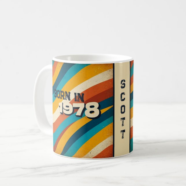 Born in 1978 Personalized Mug - 70s Groovy Stripes (Front Left)