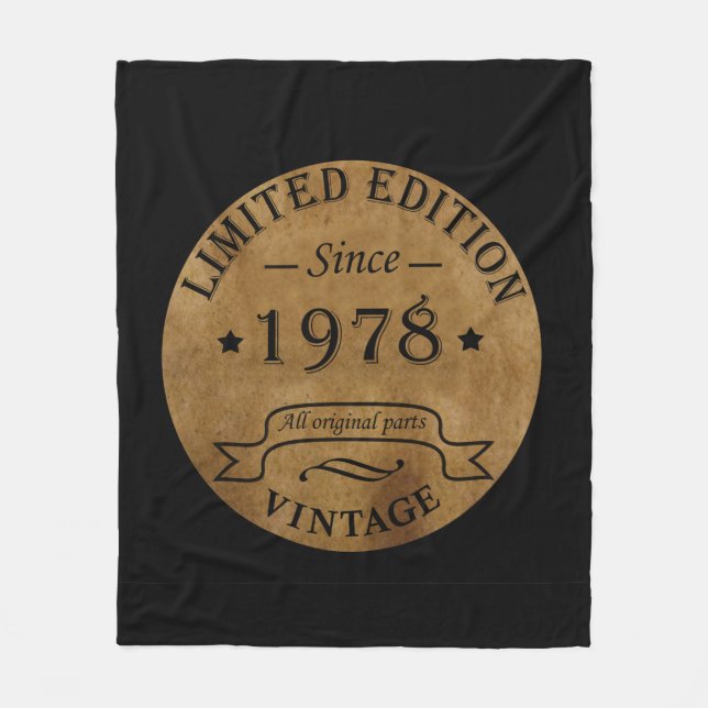 Born in 1978 vintage birthday fleece blanket (Front)