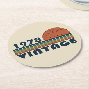 Born in 1978 vintage birthday gift round paper coaster