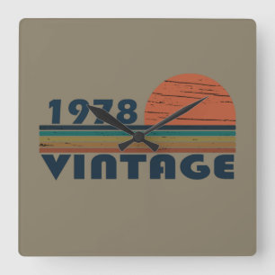 Born in 1978 vintage birthday gift square wall clock