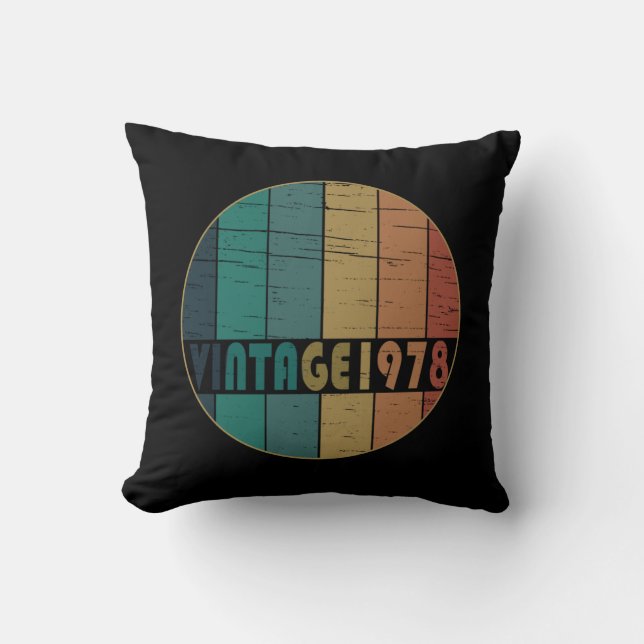 Born in 1978 vintage birthday throw pillow (Front)