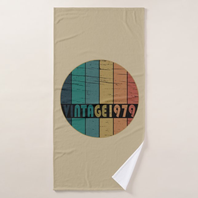 born in 1979 vintage birthday bath towel (Bath Towel)