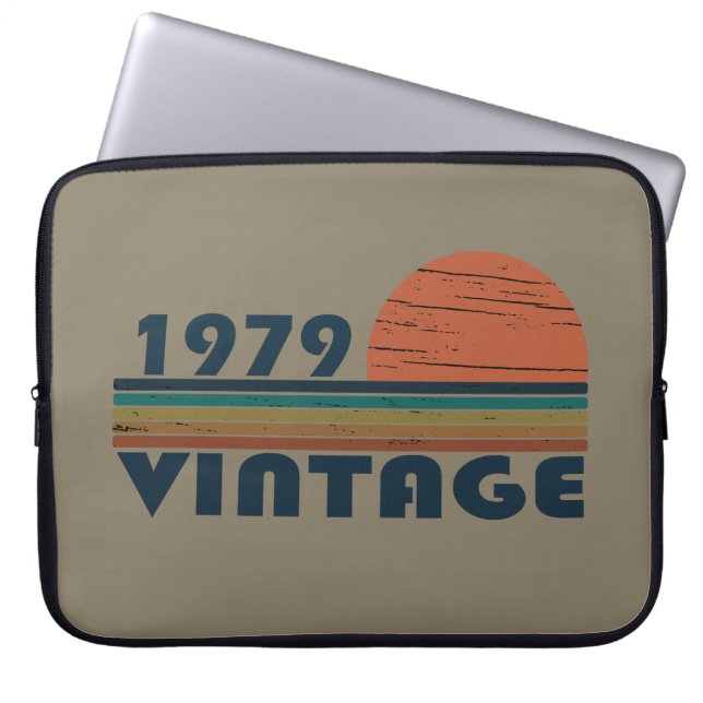 Born in 1979 vintage birthday gift laptop sleeve (Front)