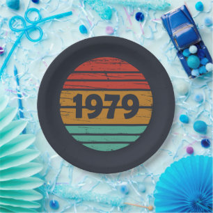 Born in 1979 vintage birthday gift paper plate