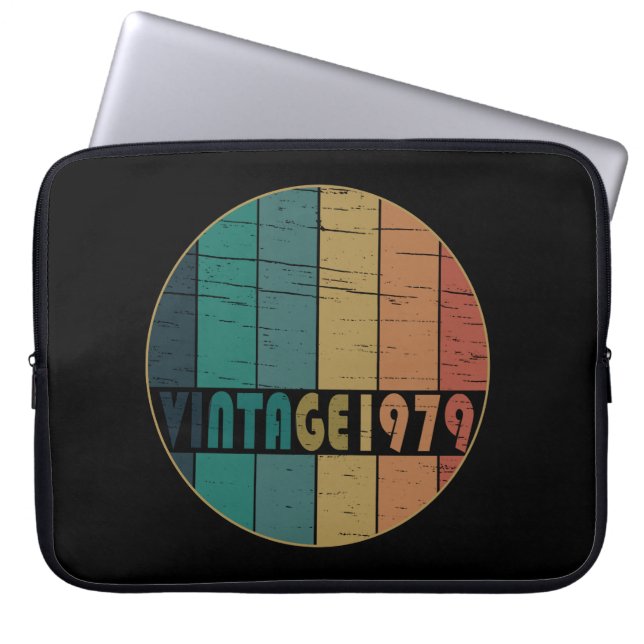 born in 1979 vintage birthday laptop sleeve (Front)