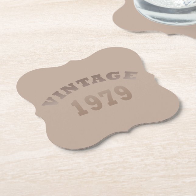 Born in 1979 vintage birthday paper coaster (Angled)