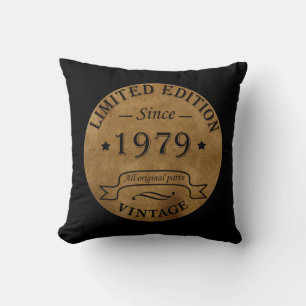 Born in 1979 vintage birthday throw pillow