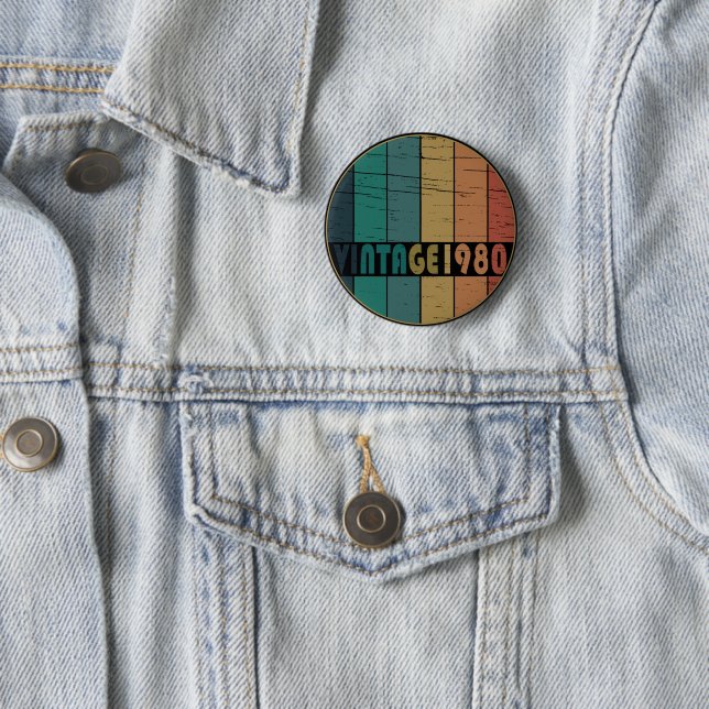 Born in 1980 classic retro sunset 2 inch round button (In Situ)