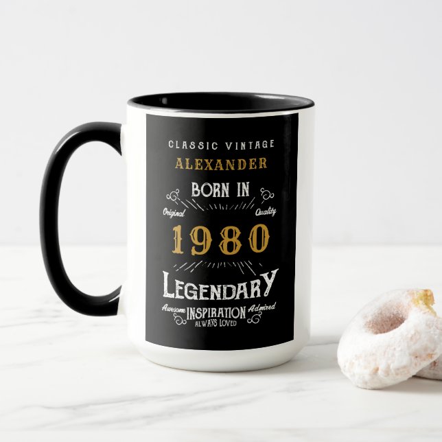 Born in 1980 Legend Mug (With Donut)