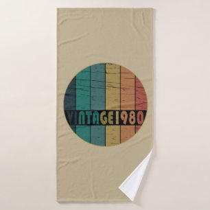 Born in 1980 vintage birthday bath towel