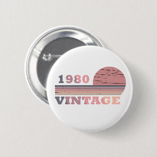 born in 1980 vintage birthday gift 2 inch round button