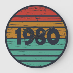 Born in 1980 vintage birthday gift large clock