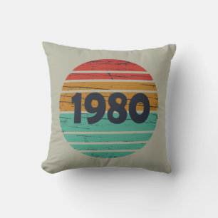 Born in 1980 vintage birthday gift throw pillow