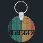 Born in 1980 vintage birthday keychain<br><div class="desc">You can add some originality to your wardrobe collection with this vintage classic birthday graphic design with awesome typography font lettering; It is a great gift for men, women, husbands, wife, girlfriend, and boyfriend who will love this one-of-a-kind artwork. The best and most fun holiday present for your happy birthday...</div>