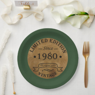 Born in 1980 vintage birthday paper plate