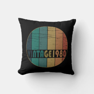 Born in 1980 vintage birthday throw pillow